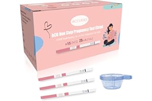 ACCUBIO Pregnancy Test Strips with Urine Cups, 15 Count Individually Wrapped hCG Early Detection Home Tests Over 99% Accurate, Rapid Early Detection Pregnancy Test Strip 25mIU/mL