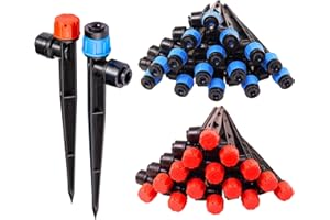 Maotong 32 Pack New Easy-Connect Drip Emitters Sprays for 1/4" Drip Irrigation Tubing (16 Pcs Quick-Connect Emitters Vortex+16 Pcs Quick-Connect Emitters Stream)