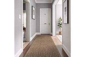 Beverly Rug Easy Jute Natural Runner Rug 2x7 Solid Washable Durable Outdoor Indoor Area Rugs for Living Dining Room Patio Office Stain Resistant Non Shedding Casual Indoor Outside Carpet 2 x 7 Natural