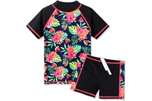 BAOHULU Girls Swimsuit Two Piece Tankini UPF 50+ UV Protective Rash Guard Set 3-12 Years