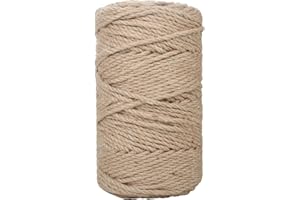 Jute Twine 3 mmx109 Yard 3 Strand, Munzong Natural Handmade 3 Twisted Burlap Twine String for Crafts, Garden Hemp Rope for DIY Knitting Plant Hanger Gift Wrapping Bundling Packing Gardening Decor 100m