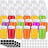 HINGWAH 30 Pack 2 OZ Glass Shot Bottles with Caps, 60 ML Empty Wellness Juice Shot Bottles, Reusable Clear Glass Jars with Lids for Juice, Shots and Homemade Beverages