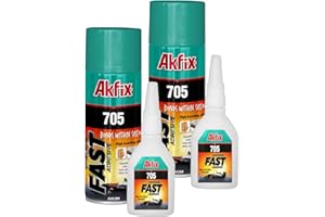 Akfix 2-Pack 400ml 705 Fast Adhesive CA Glue (3.50 oz.) with Activator (13.50 fl oz.) Clear Super Glue Adhesive and Accelerator Spray - 2 Pack