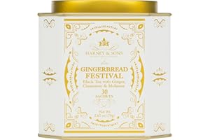 Harney & Sons Gingerbread Tea, 30 Sachets of Gingerbread Festival, a Black Tea with Ginger & Cinnamon