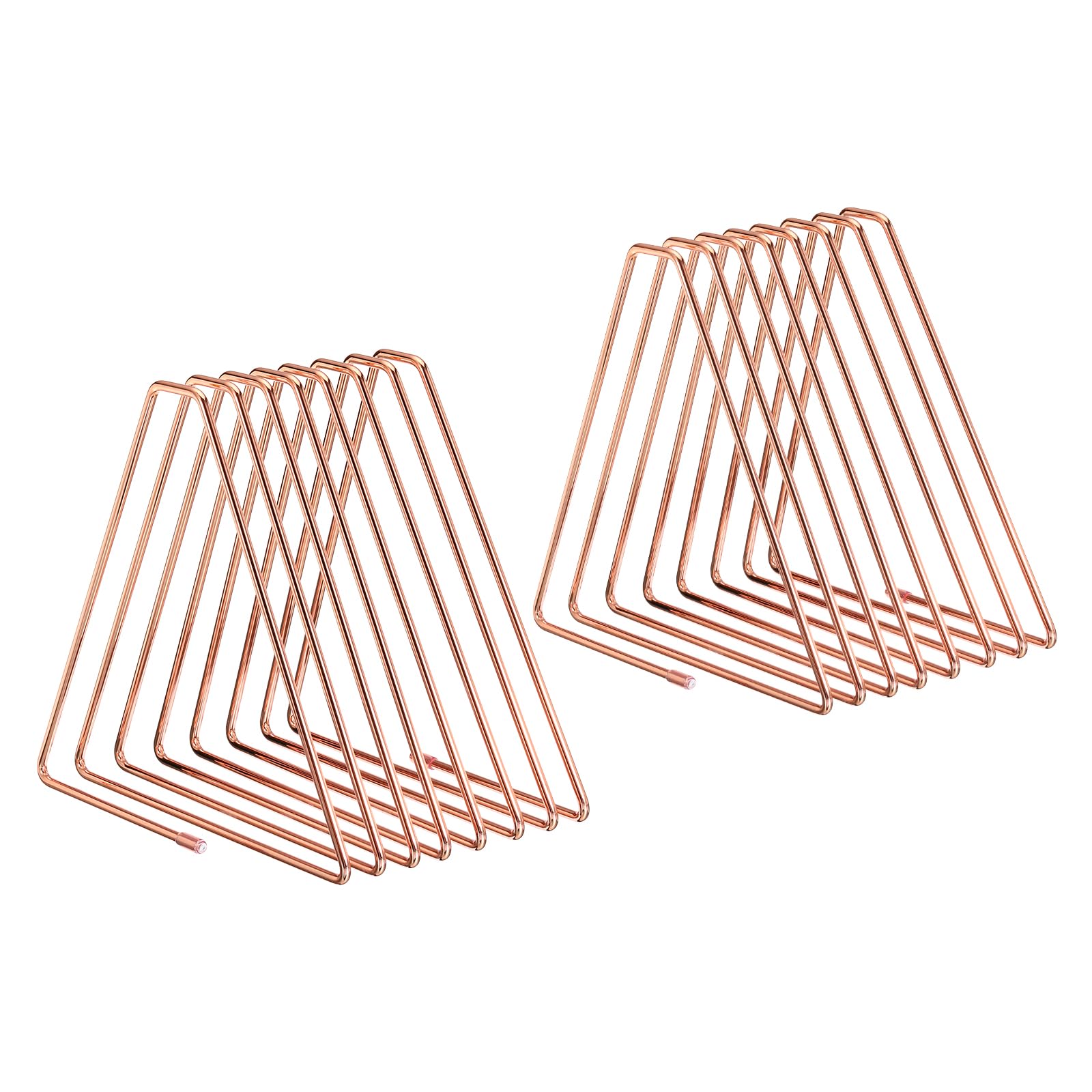 YOKIVE 2 Pcs Desktop File Holder, Triangle Record Magazine Rack Bookshelf, Keep Storing Book, Great for Office Home Desk (Gold Rose, 7 Slot, Metal)