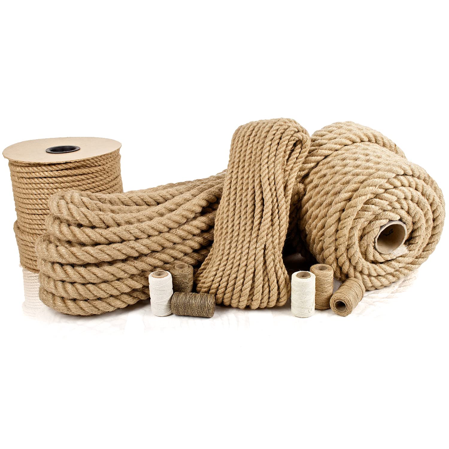 Abio Juteseil 10mm 50m Tau Seil Hanfseil Kordel Jutekordel Deko Dekoration Makramee Garn für Garten Jute Tauwerk Handlaufseil Schiffstau Schnur Paketschnur 50 Meter 10mm 2