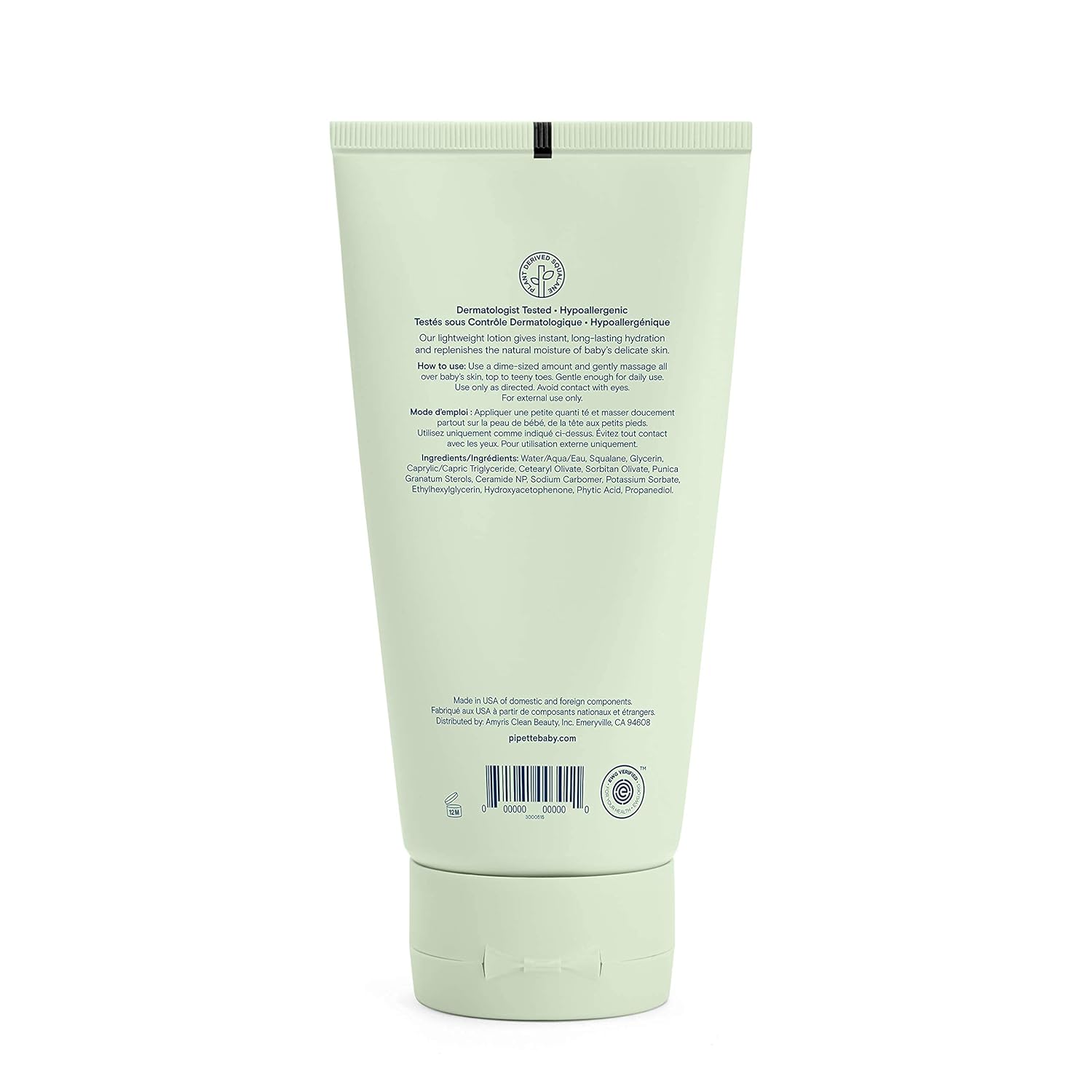 Pipette New & Improved Formula Baby Lotion, Hydration, Natural Moisture of Baby's Delicate Skin, Renewable Plant-Derived Squalane, Fragrance-Free Lotion, 6 fl. oz: Beauty