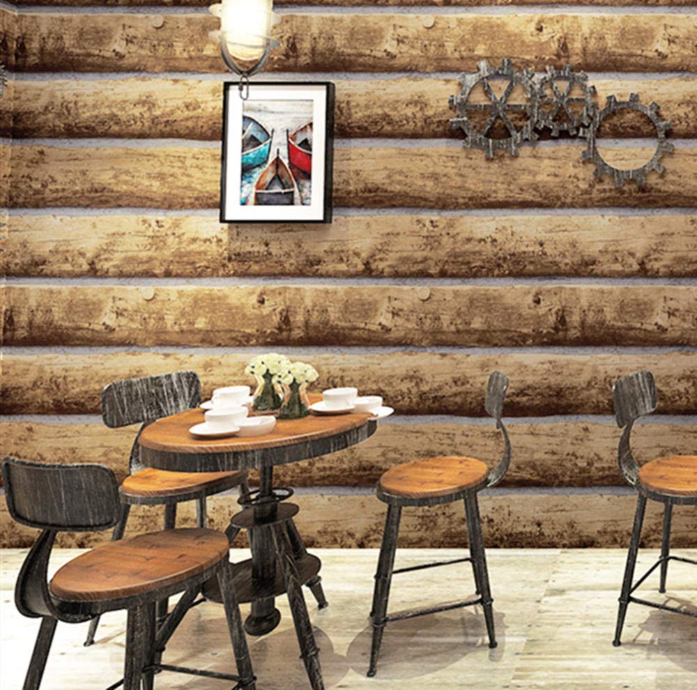 Jasmine XDL Log Bark Veneer Wallpaper - Wood Grain, Retro Nostalgic Style, 0.53m * 10m