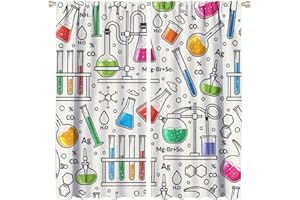 ZHANGWUQIANG123 Science Blackout Windows Curtains, Doodle Science Lab Object Educational Theme Drawing Rod Pocket Insulated Curtains Darkening, for Kids Girls Boys Bedroom Living Room 21(W)*45(L) 2 Panels