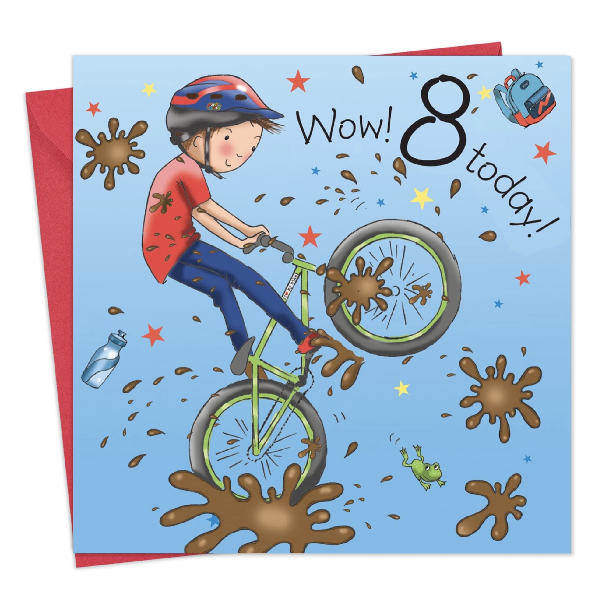 Twizler 8th Birthday Card for Boy with BMX Bike - Childrens Age 8 Year Old Happy Birthday Card Boys Gifts