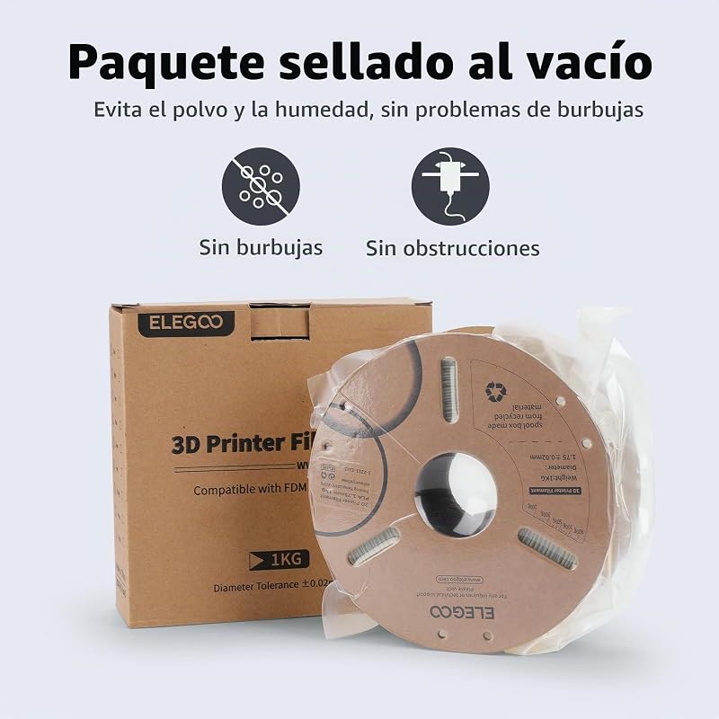 Filamento PLA+ 1.75 4KG Preto, Branco, Vermelho, Azul Escuro