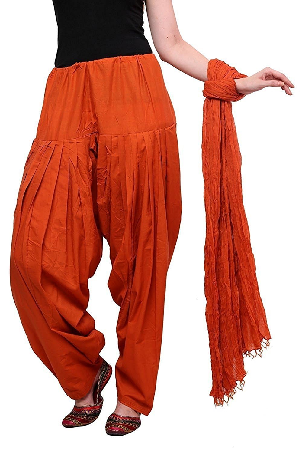 yana collection women cotton patiala salwar with dupatta (orange colour)