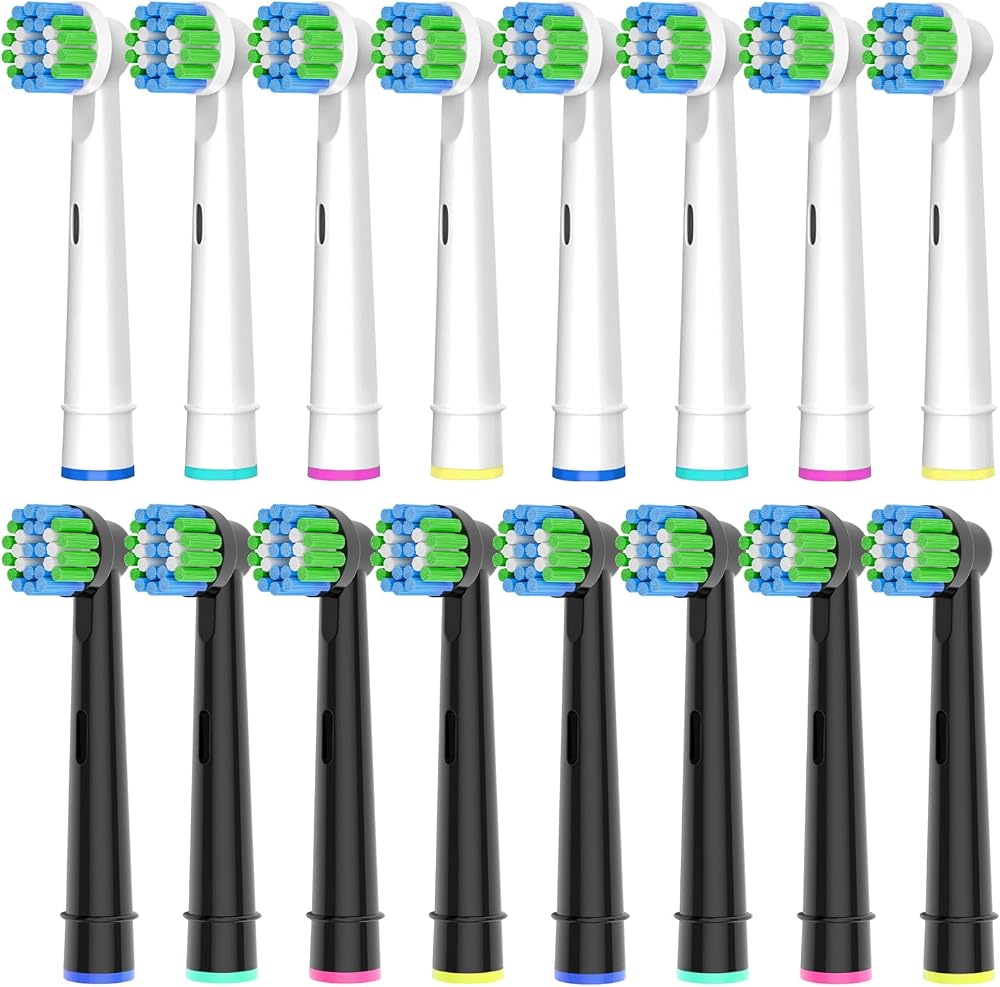 Betterchoi Oral B Compatible Toothbrush Heads, 16pcs, Black & White