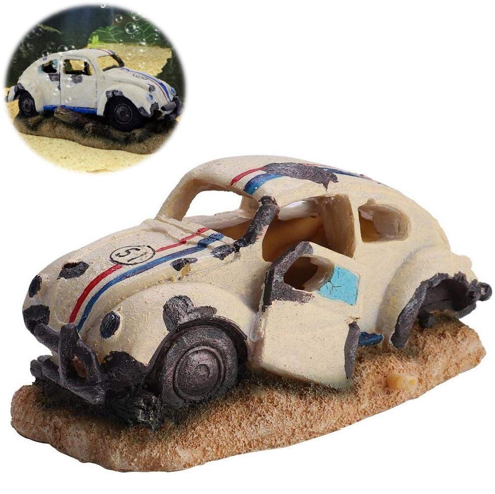 Pssopp Simulation Resin Car Aquarium Decorations Simulation Damaged Automobile Shelter Fish Tank Aquarium Ornaments Decor