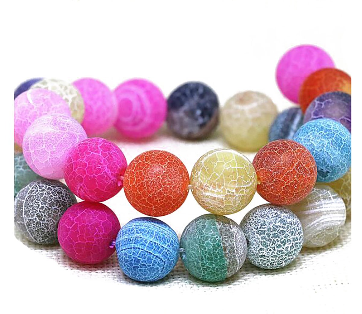 Round Shape Stone Loose Beads Gemstone DIY Bracelet Necklace for Jewelry Making (Natural Colorful Weathered Agate, 8mm) โ image 1