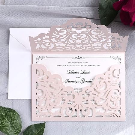 Amazon Yimil レーザーカットウェディング招待状カード 封筒付き 枚 結婚式 キンセラ 誕生日 婚約 ブライダルシャワー 卒業パーティー ブラッシュピンク 招待状 文房具 オフィス用品 Amazon Yimil レーザーカットウェディング招待状カード 封筒付き 枚 結婚式 キンセラ 誕生日 婚約 ブライダルシャワー 卒業パーティー ブラッシュピンク 招待状 文房具 オフィス用品