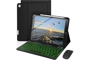 Keyboard Case for iPad 10.2 Inch 9th / 8th / 7th Gen & Air 3rd Generation 10.5 Inch, Mouse and 7 Colors Backlit Detachable Ke