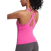 MathCat Womens Cross Back Workout Tank Tops-with Built in Bra, High Neck Athletic Yoga Gym Tank Tops
