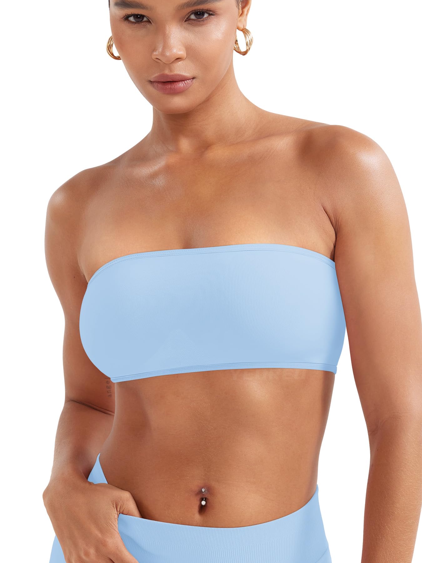 YEOREO Women Strapless Bandeau Sports Bra Padded