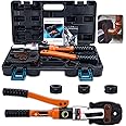 Copper Pipe Crimping Tool, W/ 1/2", 3/4", 1" Jaws, Copper Tube Fittings Hydraulic Pipe Crimping Tool, for Confined Spaces and Tee Fittings, Hydraulically Driven