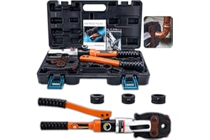 ASDFGHT Copper Pipe Crimping Tool, Copper Press Tool W/ 1/2", 3/4", 1" Jaws, Copper Tube Fittings Hydraulic Pipe Crimping Tool, for Confined Spaces and Tee Fittings, Hydraulically Driven, MSX13095