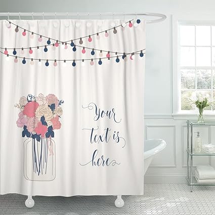 Amazon Com Emvency Shower Curtain Colorful Hanging Navy Blue And