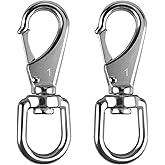 KINLINK 304 Stainless Steel Swivel Snap Hooks, 2 Pack 3.5 Inch Flag Pole Clips, Heavy Duty Spring Snap Hooks for Flagpole Rope, Dog Leash, Keychain, Boat Anchor Rope, Bird Feeder
