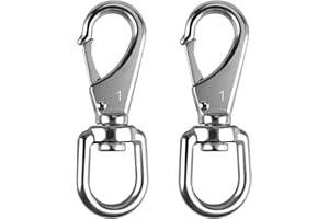KINLINK 304 Stainless Steel Swivel Snap Hooks, 2 Pack 3.5 Inch Flag Pole Clips, Heavy Duty Spring Snap Hooks for Flagpole Rope, Dog Leash, Keychain, Boat Anchor Rope, Bird Feeder