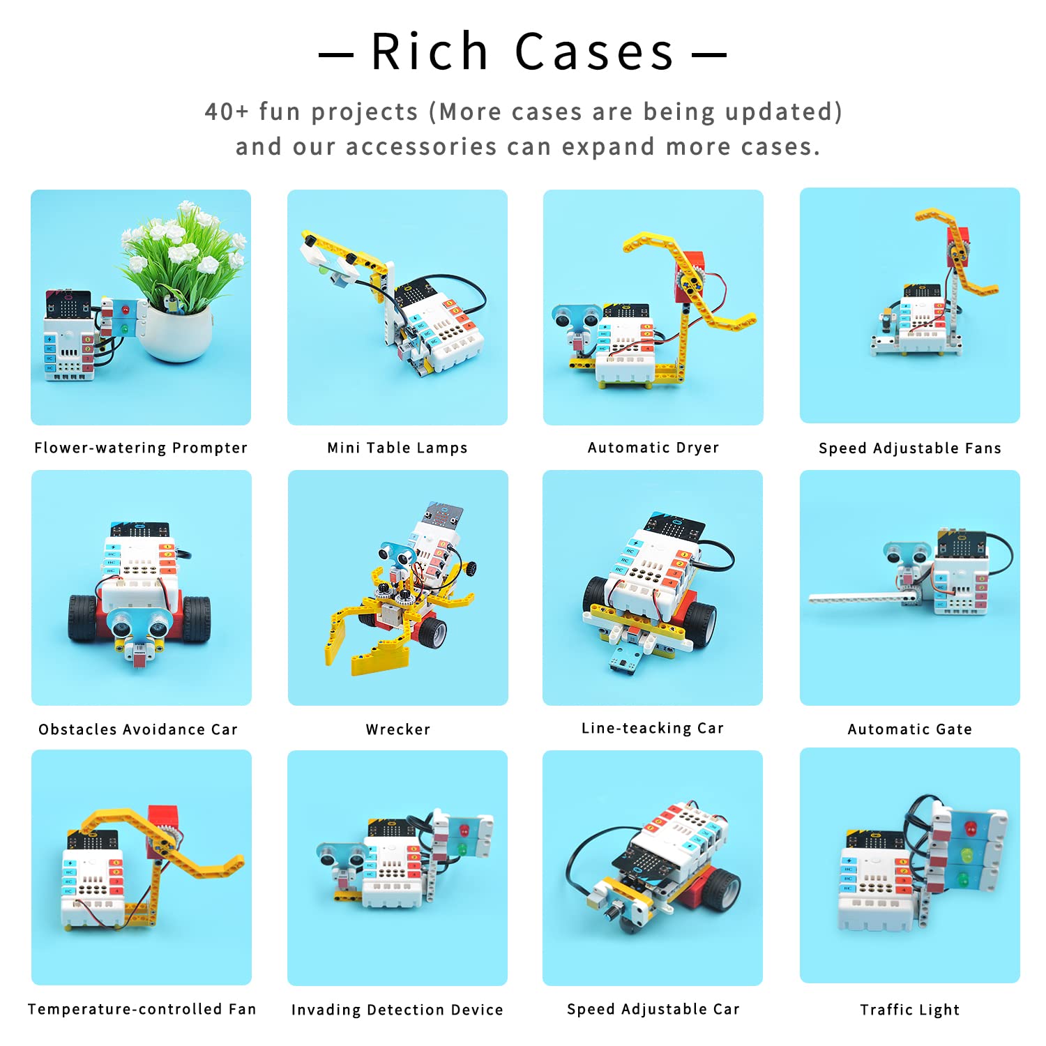 ELECFREAKS microbit Nezha Inventor Kit Planet X Starter Sensors with 40+ Learning Projects and 400+ Bricks, Micro:bit NeZha Expansion Board with 900mAh Lithium Battery(Without Micro:bit)