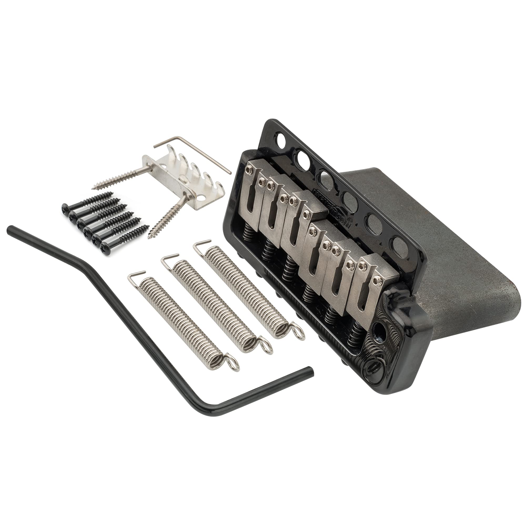 Wilkinson WVP6-SB 54mm 5+1 Hole SUS Stainless Steel Saddles Guitar Tremolo Bridge with Full Solid Steel Block for Import Strat and Japan Strat, Black