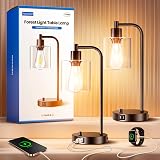 Homelist Dimmable Bedside Lamps Set of 2 with USB Ports Black Glass Shade view 2