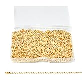100 Pcs Gold Ball Chains Bulk, 4.72 Inch (12 cm) Beaded Keychain Links with Connectors, 2.4mm Dog Tag Chains for DIY Jewelry Making, Crafts & Hanging Decorations