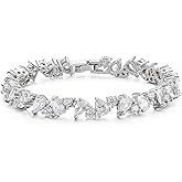 EVER FAITH Gorgeous Cubic Zirconia Wedding Tennis Bracelet for Bride Bridesmaid, Elegant Round Stone Bridal Lightweight Prom Accessories Jewelry for Women