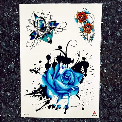 Tzxdbh 5pcs Bleu Aquarelle Fleur Tatouages Femmes Bras Art
