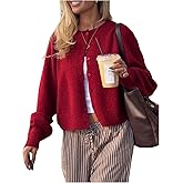GORGLITTER Women's Button Up Cropped Cardigan Long Sleeve Lightweight Dressy Spring Fashion 2026 Knitwear Sweater