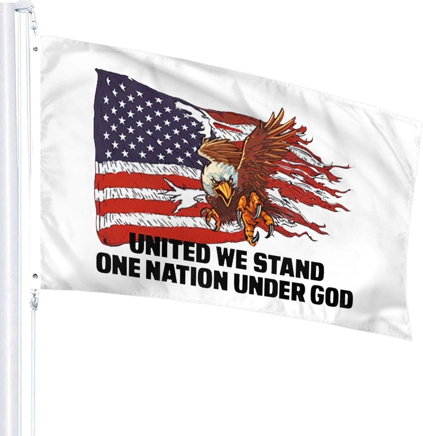 United We Stand One Nation Under God Flag 3' X 5' Indoor Outdoor Banner Home Garden Decoration One Side: Home & Kitchen