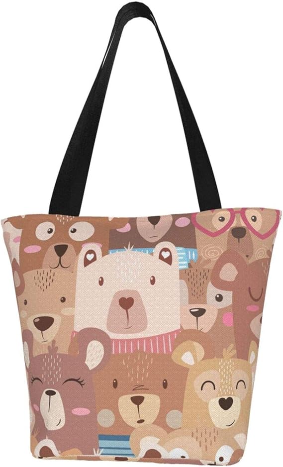 Amazon かわいいセットクマ エ Beer Cute ショルダーバッグ エコバッグお出かけトートバッグ 多機能 大容量 買い物バッグ ジッパー開閉 おしゃれ 人気 Racpiec シューズ バッグ