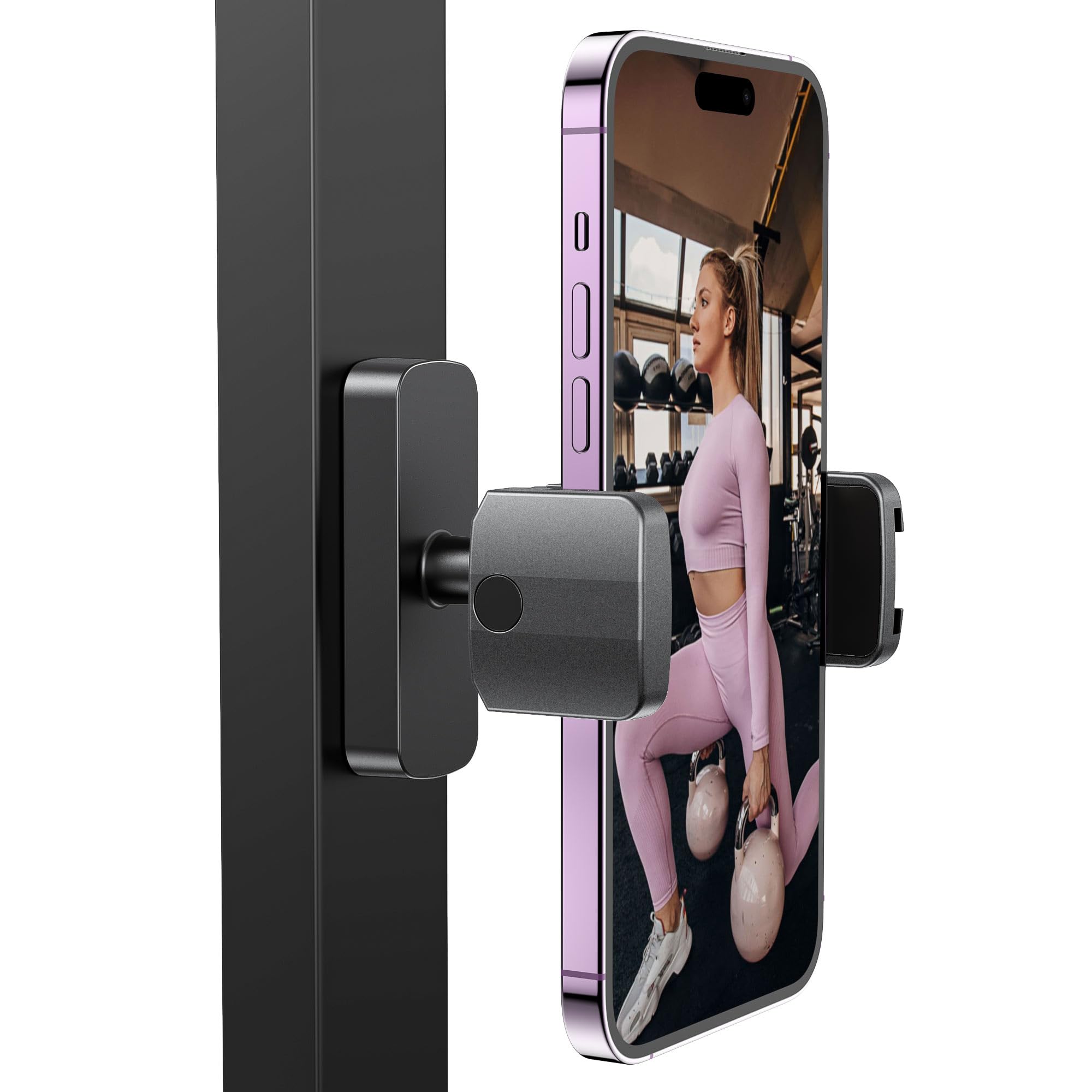 Magnetic Phone Holder for Gym, Magnet Gym Phone Mount w/ 6 x N52 Magnets, Home Workout Gym Accessories for Men Women, Quick Release Clamp, Thick-Case Friendly, Fits 4.7–7" iPhone 17/16/15/14 & Galaxy
