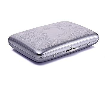 Buy Cigarette Case Silver Metal For 18 Cigarettes Cigarette Box Without Shock Images Online At Low Prices In India Amazon In