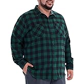 BEFRIED Flannel Shirt for Men Big and Tall (Size XL-6XLT) Button Down Long Sleeve Plaid Shirts Mens Casual Daily Fall Shirts