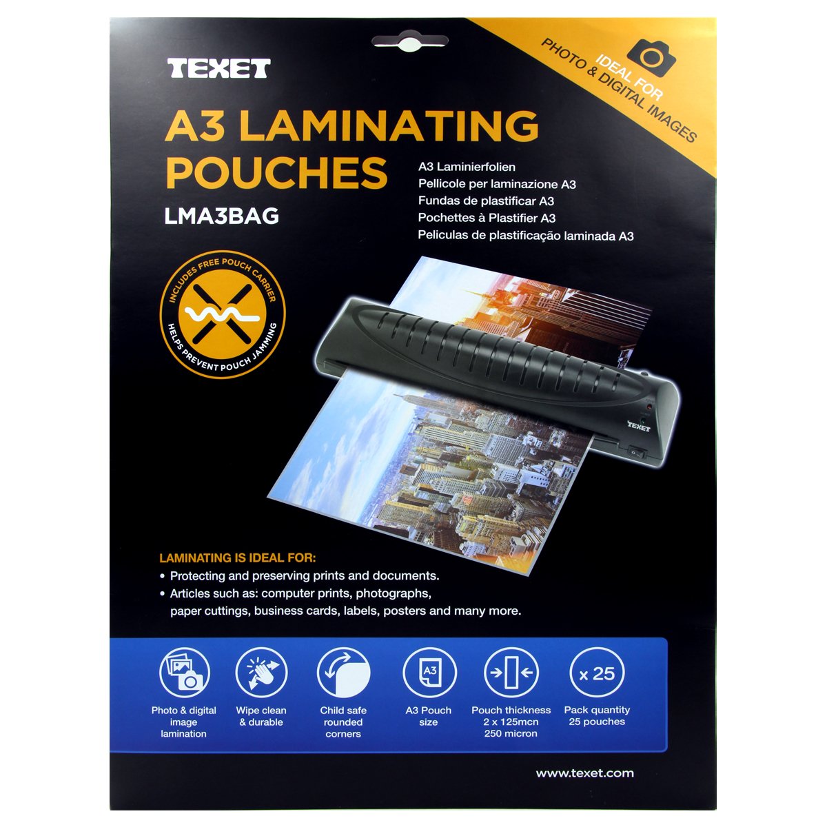 Texet A3 Laminating Pouches Pack Of 25 150 Micron (2 X 75 Micron