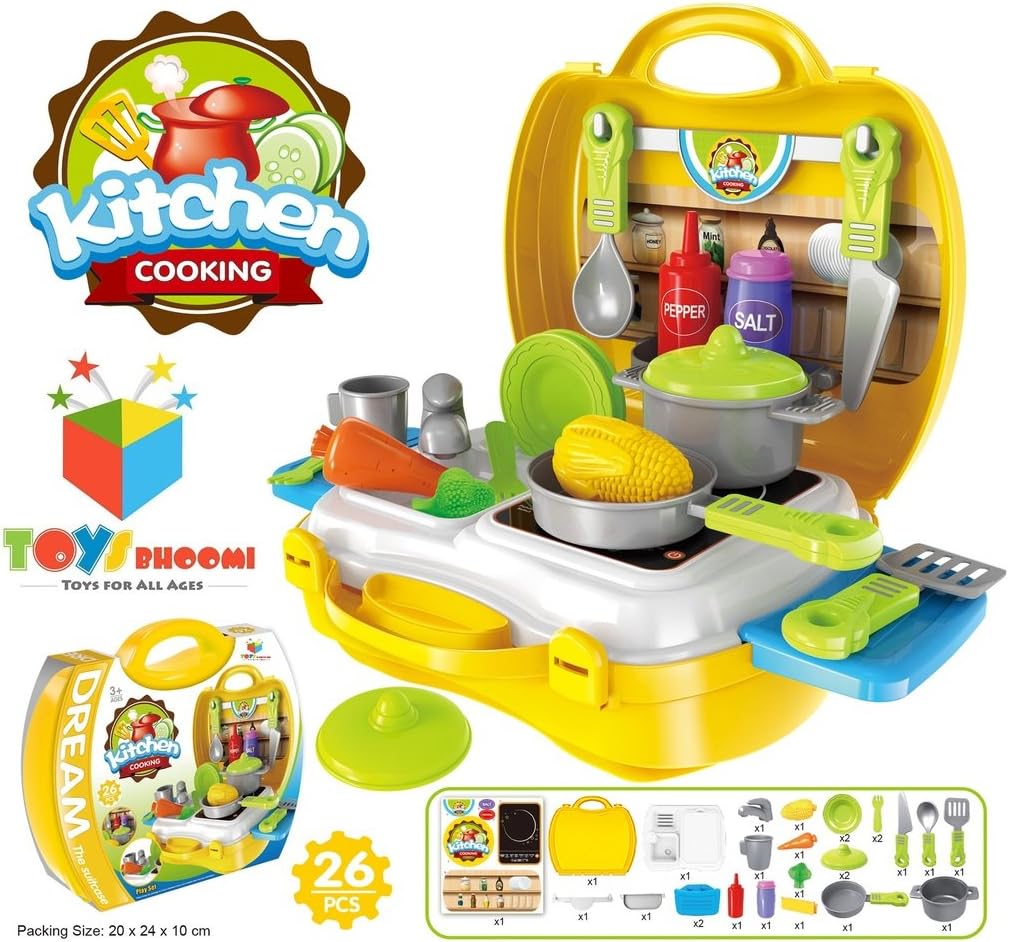 Toys Bhoomi Learn to Cook Modern Kitchen Chef Suitcase Playset for Pretend Role Playing for Kids