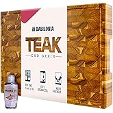 Teak Cutting Board - 19.7 x 12.2 Inch (ExtraThick 1.7") Premium Quality Butcher Block for Meat, Cheese, Charcuterie Board. Heavy Duty End Grain Wood Chopping Board with Handle (Oil & Plate Included)