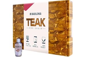 Teak Wood Cutting Board - 19.7 x 12.2 Inch (ExtraThick 1.7") Hardwood Butcher Block, Charcuterie Boards, Heavy Duty End Grain