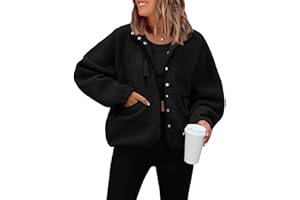 Vimyig Lightweight Cropped Fuzzy Fleece Jacket for Women Winter Warm Sherpa Jackets Coat Outerwear with Pockets