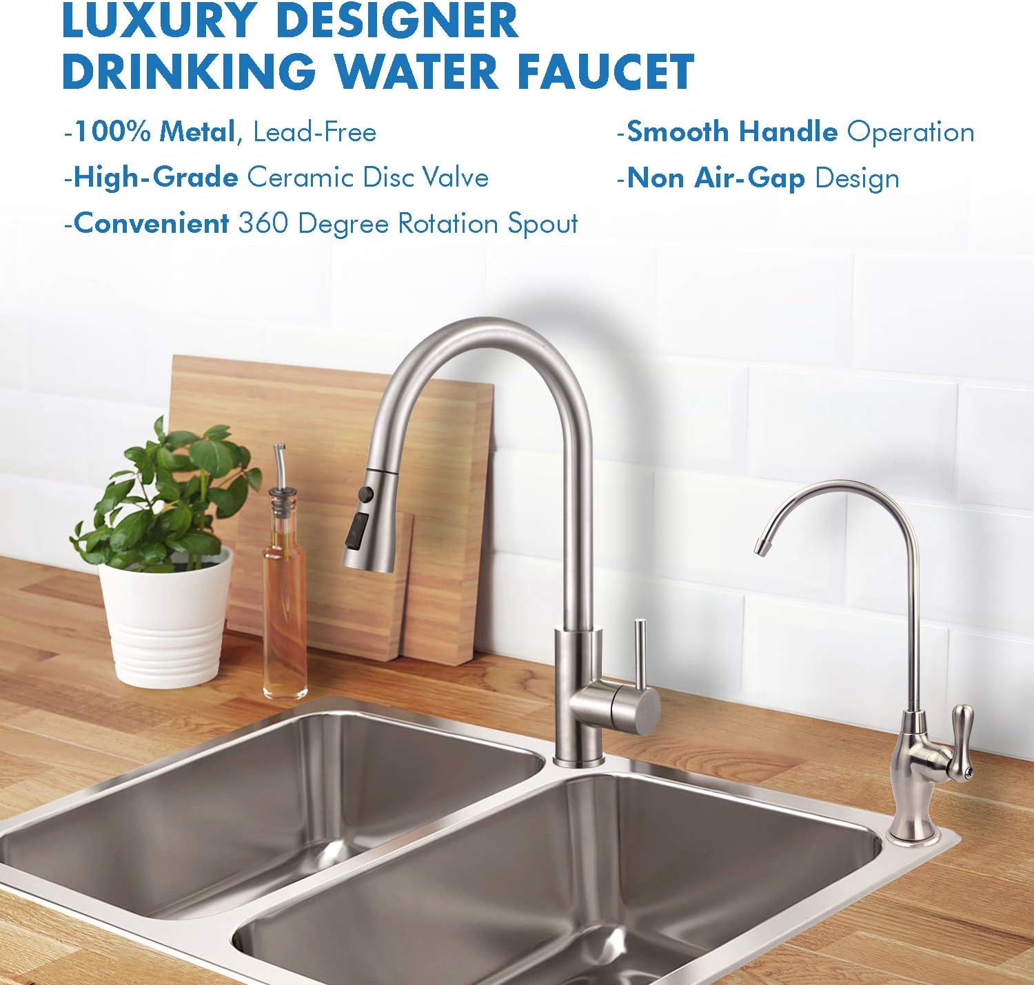 APEC Water Systems FAUCET-CD-COKE-NP Kitchen Drinking Water Designer Faucet for Reverse Osmosis and Water Filtration Systems, Non-Air Gap Lead-Free, Brushed Nickel - - 