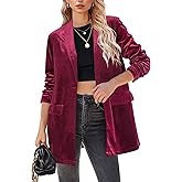 GRAPENT Velvet Blazers Jackets for Women Business Casual Oversized Long Suit Jacket Dressy Cardigan Blazer Work Office