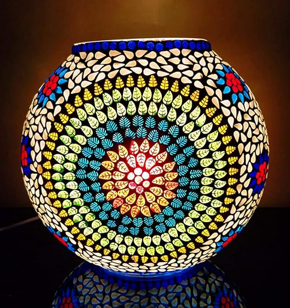 Buy Rishabh Home Decoration Glass Mosaic Table Lamp 22 cm Online at Low