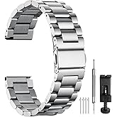 BOSHIYA Quick Release Stainless Steel Watch Strap 18mm, 20mm, 22mm or 24mm Metal Watch Band for Men Women, Fits Samsung Galaxy Watch 6/5/4/3,Garmin Watch,Huawei Watch, Black/Silver