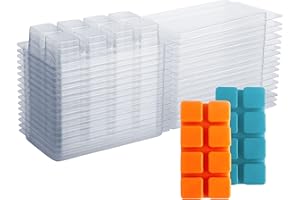 EUPNHY Wax Melt Containers-8 Cavity Clear Empty Plastic Wax Melt Molds-25 Packs Cubes Clamshells for Tarts Wax Melts.